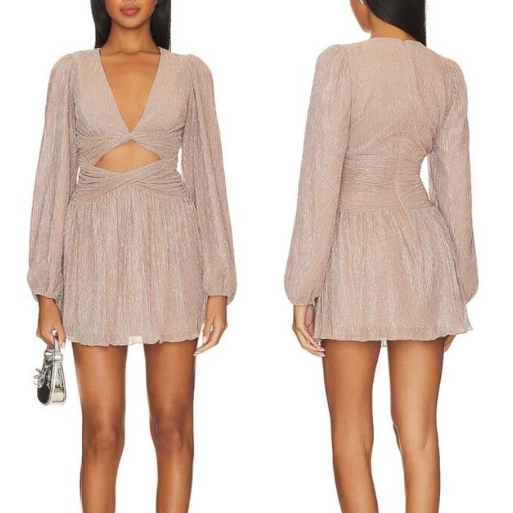 Lovers and Friends Josephine Mini Dress Medium Long Sleeve Cut Out Revolve Rose